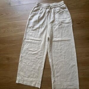 Zara linen wide leg pants XS cream ecru drawstring